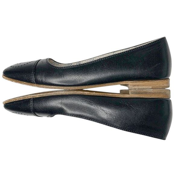 Gucci Hills GG Logo Ballet Flats EU 36.5 US 6.5 Cap Toe Double G Leather - Picture 8 of 14